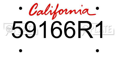 59166R1 California License Plate