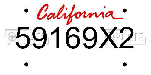 59169X2 California License Plate