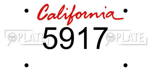 5917 California License Plate