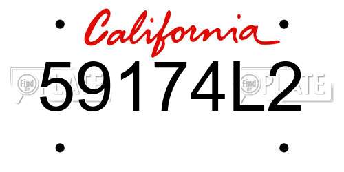 59174L2 California License Plate