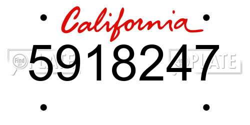 5918247 California License Plate