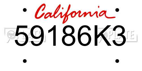 59186K3 California License Plate