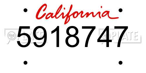 5918747 California License Plate