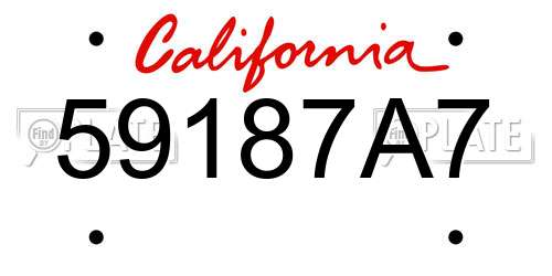 59187A7 California License Plate