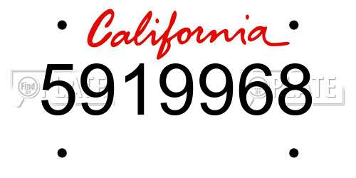 5919968 California License Plate