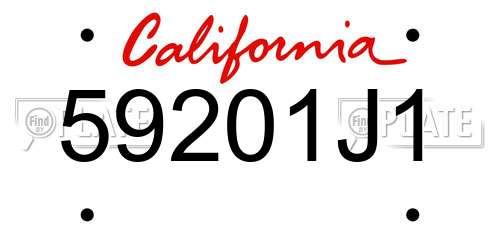 59201J1 California License Plate
