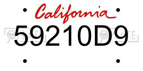 59210D9 California License Plate