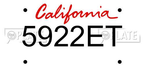5922ET California License Plate