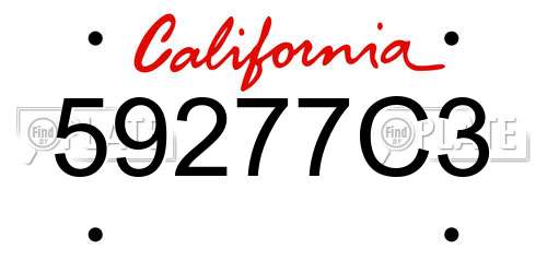 59277C3 California License Plate