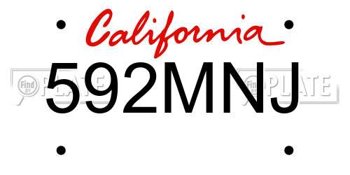 592MNJ California License Plate