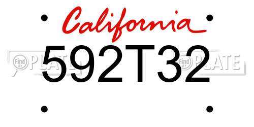 592T32 California License Plate