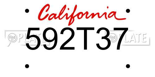 592T37 California License Plate