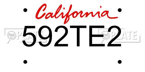 592TE2 California License Plate