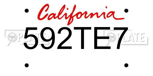 592TE7 California License Plate