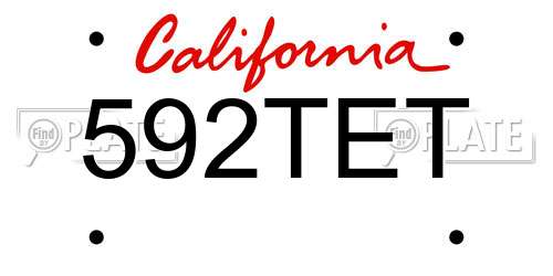 592TET California License Plate