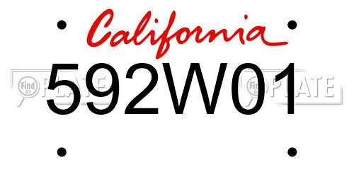 592W01 California License Plate