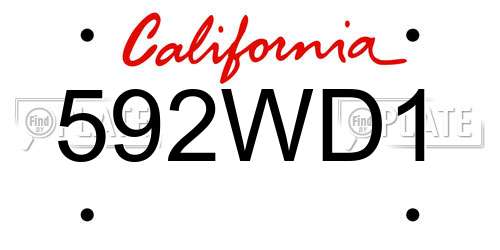 592WD1 California License Plate