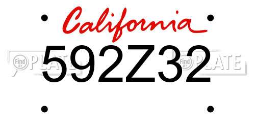 592Z32 California License Plate