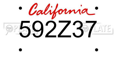 592Z37 California License Plate