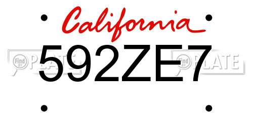 592ZE7 California License Plate