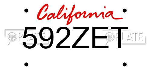 592ZET California License Plate