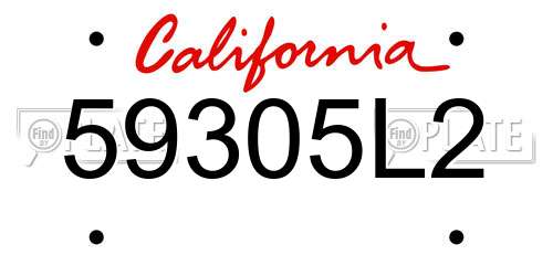 59305L2 California License Plate