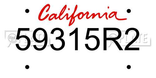 59315R2 California License Plate
