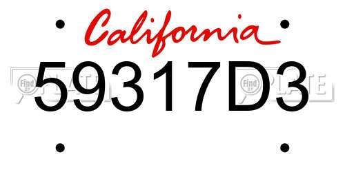 59317D3 California License Plate