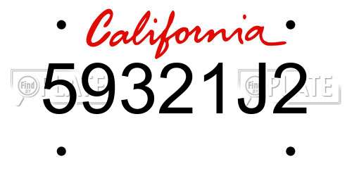 59321J2 California License Plate