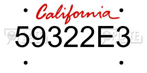 59322E3 California License Plate