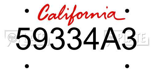 59334A3 California License Plate