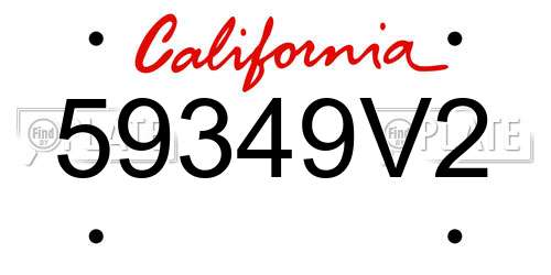 59349V2 California License Plate