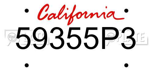 59355P3 California License Plate