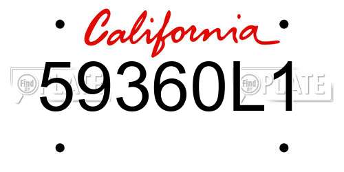 59360L1 California License Plate