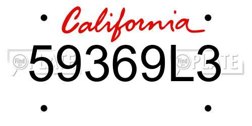59369L3 California License Plate