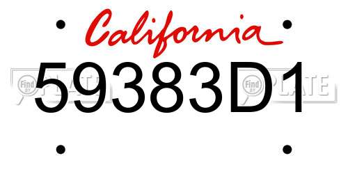 59383D1 California License Plate