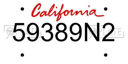 59389N2 California License Plate