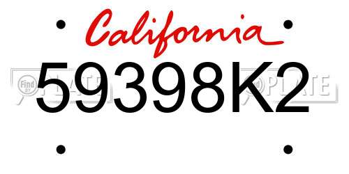 59398K2 California License Plate