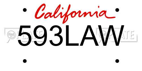 593LAW California License Plate