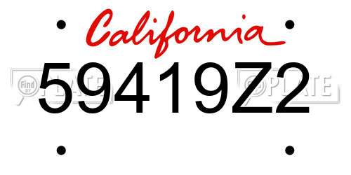 59419Z2 California License Plate