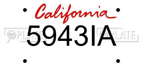 5943IA California License Plate