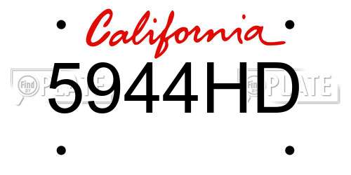 5944HD California License Plate