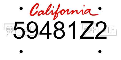 59481Z2 California License Plate