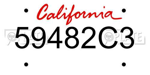 59482C3 California License Plate