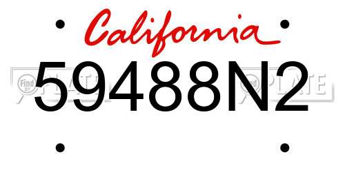 59488N2 California License Plate