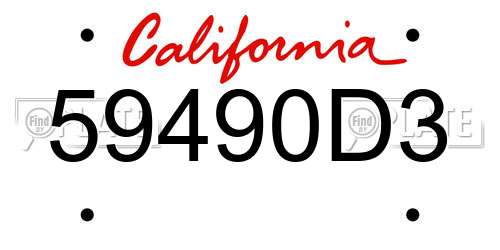 59490D3 California License Plate