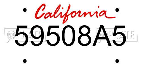 59508A5 California License Plate