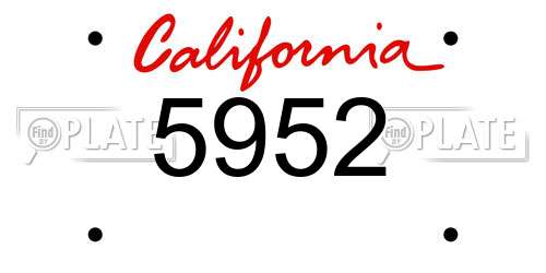 5952 California License Plate