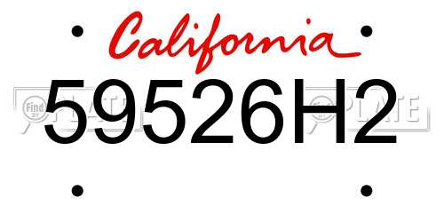 59526H2 California License Plate