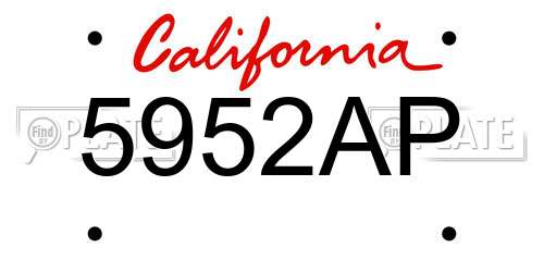 5952AP California License Plate